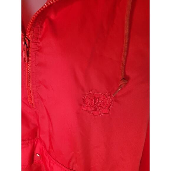 Totes Women Red Raincoat Hood Pocket Drawstring Hem Zip Front Sz L - Picture 5 of 8